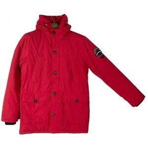 NWOT SUPERDRY Coat Men M Red Parka Long-Sleeve Button Down “Rookie”